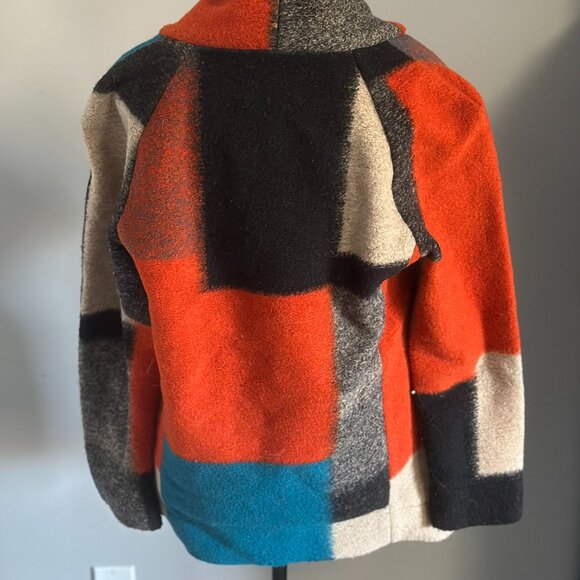 LUII BY ANTHROPOLOGY - WOOL CAPE COAT (COLOR BLOCK DRAPING) SIZE S - Picture 3 of 4